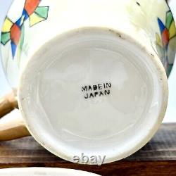 Ensemble de café en demi-tasse vintage Lutsterware peint à la main 14 pièces Art Déco Japon