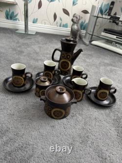 Ensemble de café en grès Arabesque Denby vintage des années 1970, 12 pièces