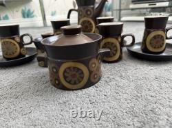 Ensemble de café en grès Arabesque Denby vintage des années 1970, 12 pièces