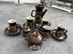 Ensemble de café en grès Arabesque Denby vintage des années 1970, 12 pièces