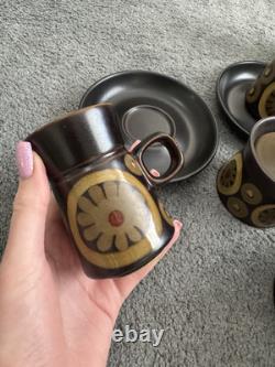 Ensemble de café en grès Arabesque Denby vintage des années 1970, 12 pièces