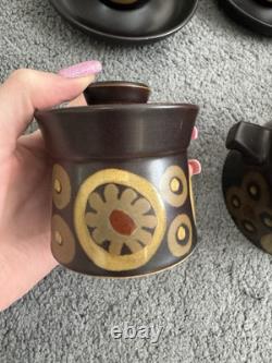 Ensemble de café en grès Arabesque Denby vintage des années 1970, 12 pièces