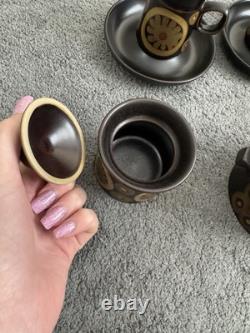 Ensemble de café en grès Arabesque Denby vintage des années 1970, 12 pièces
