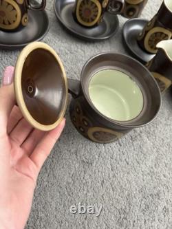 Ensemble de café en grès Arabesque Denby vintage des années 1970, 12 pièces