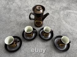 Ensemble de café en grès Arabesque Denby vintage des années 1970, 12 pièces