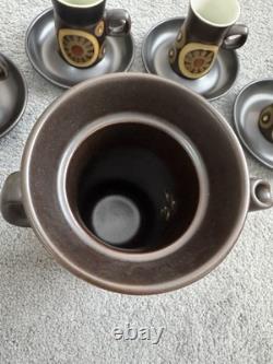 Ensemble de café en grès Arabesque Denby vintage des années 1970, 12 pièces