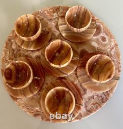 Ensemble de café en onyx vintage demi-tasse milieu du siècle Pakistan