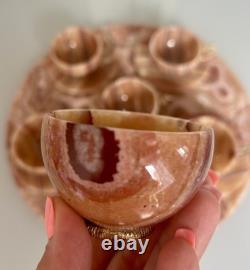 Ensemble de café en onyx vintage demi-tasse milieu du siècle Pakistan