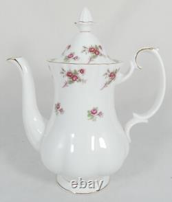 Ensemble de café en porcelaine Bone China Royal Albert vintage de 15 pièces avec roses roses, pot, tasse, sous-tasse floral