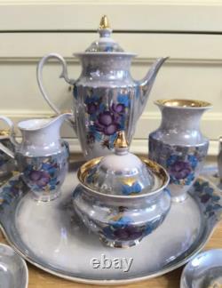 Ensemble de café en porcelaine Korosten, design floral, vintage URSS