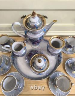 Ensemble de café en porcelaine Korosten, design floral, vintage URSS