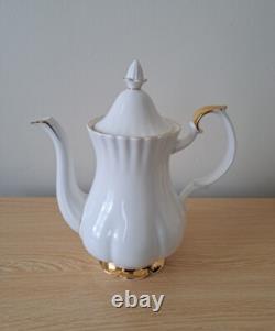 Ensemble de café en porcelaine bone china Royal Albert Val Dor, 15 pièces, finition or blanc, vintage, utilisé