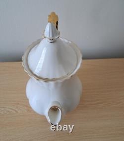 Ensemble de café en porcelaine bone china Royal Albert Val Dor, 15 pièces, finition or blanc, vintage, utilisé