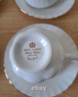 Ensemble de café en porcelaine bone china Royal Albert Val Dor, 15 pièces, finition or blanc, vintage, utilisé