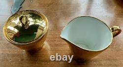 Ensemble de café en porcelaine dorée bavarois 17 pièces vintage rétro années 1940 milieu du siècle