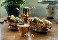 Ensemble de café en porcelaine dorée bavarois 17 pièces vintage rétro années 1940 milieu du siècle