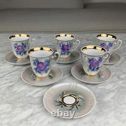 Ensemble de café en porcelaine soviétique vintage Porcelaine de Korosten Ukraine URSS Fleur Or