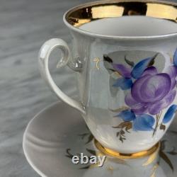 Ensemble de café en porcelaine soviétique vintage Porcelaine de Korosten Ukraine URSS Fleur Or