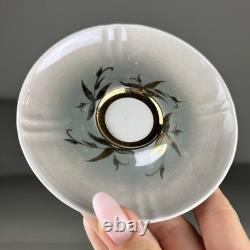 Ensemble de café en porcelaine soviétique vintage en porcelaine de Korosten, Ukraine, URSS, fleurs dorées