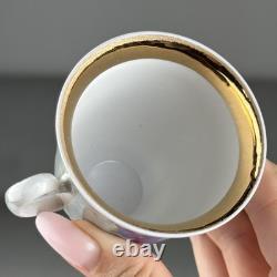 Ensemble de café en porcelaine soviétique vintage en porcelaine de Korosten, Ukraine, URSS, fleurs dorées