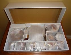 Ensemble de café en porcelaine victorienne irisée bordeaux et or VTG New Ys, 17 pièces