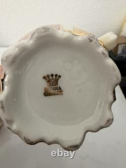 Ensemble de café en porcelaine vintage Wawel fabriqué en Pologne, service à café pour 6 personnes avec théière, sucre, tasses et soucoupes.