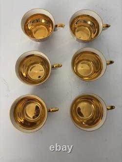 Ensemble de café en porcelaine vintage Wawel fabriqué en Pologne, service à café pour 6 personnes avec théière, sucre, tasses et soucoupes.