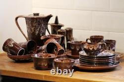 Ensemble de café en poterie Honeycomb de Kernewek Pottery Ltd Goonhaven Cornouailles des années 1970