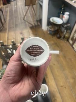 Ensemble de café en poterie Portmeirion vintage et sous-tasses dans un design rare de section dorée