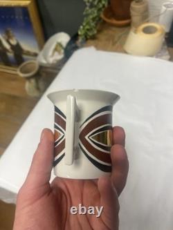 Ensemble de café en poterie Portmeirion vintage et sous-tasses dans un design rare de section dorée