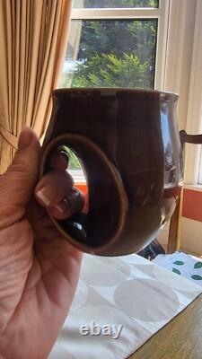 Ensemble de café en six pièces Vintage HOLKHAM en poterie Yeux de hibou des années 1960 Chocolat brun