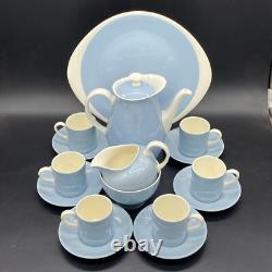 Ensemble de café espresso Vintage Wedgwood d'Etruria Ciel d'été Bleu Blanc années 1950