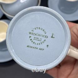 Ensemble de café espresso Vintage Wedgwood d'Etruria Ciel d'été Bleu Blanc années 1950