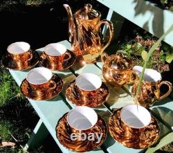 Ensemble de café espresso en porcelaine fine LUSTREWARE St Kilda vintage années 1940, 17 pièces