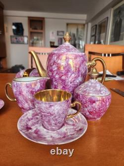 Ensemble de café espresso en porcelaine vintage en marbre fabriqué en Pologne, 15 pièces