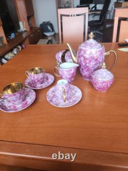 Ensemble de café espresso en porcelaine vintage en marbre fabriqué en Pologne, 15 pièces