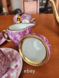 Ensemble de café espresso en porcelaine vintage en marbre fabriqué en Pologne, 15 pièces