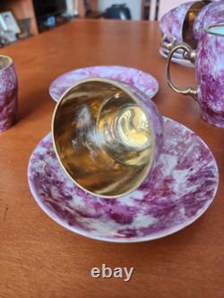 Ensemble de café espresso en porcelaine vintage en marbre fabriqué en Pologne, 15 pièces