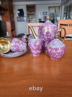 Ensemble de café espresso en porcelaine vintage en marbre fabriqué en Pologne, 15 pièces