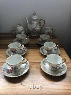 Ensemble de café et de thé en porcelaine japonaise Fragonard Lovers en lustre perlé vintage