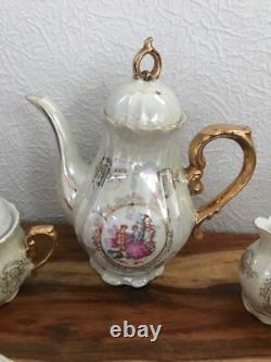 Ensemble de café et de thé en porcelaine japonaise Fragonard Lovers en lustre perlé vintage