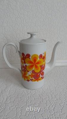 Ensemble de café et de thé vintage à motif des années 70, Seltmann Weiden, Bavière, lot de 24