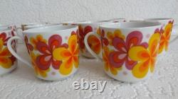 Ensemble de café et de thé vintage à motif des années 70, Seltmann Weiden, Bavière, lot de 24