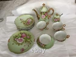 Ensemble de café et de vaisselle Lefton vintage de 22 pièces avec des roses
