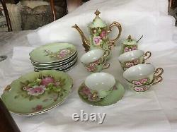 Ensemble de café et de vaisselle Lefton vintage de 22 pièces avec des roses