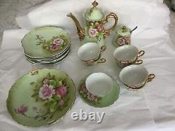 Ensemble de café et de vaisselle Lefton vintage de 22 pièces avec des roses