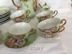 Ensemble de café et de vaisselle Lefton vintage de 22 pièces avec des roses