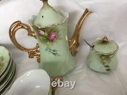 Ensemble de café et de vaisselle Lefton vintage de 22 pièces avec des roses