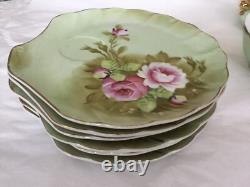 Ensemble de café et de vaisselle Lefton vintage de 22 pièces avec des roses
