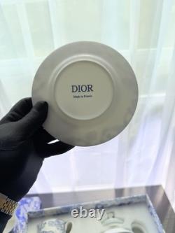 Ensemble de café et thé en porcelaine vintage Christian Dior, Toile de Jouy bleue, 5 pièces